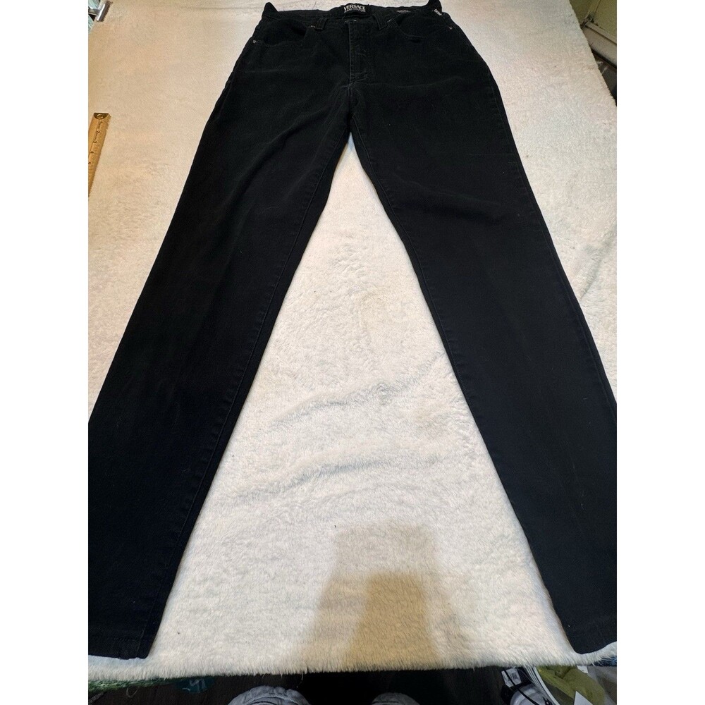 Vintage Straight, Cut Versace Jeans 33x30 1990s Black  Denim Regular Fit Grunge